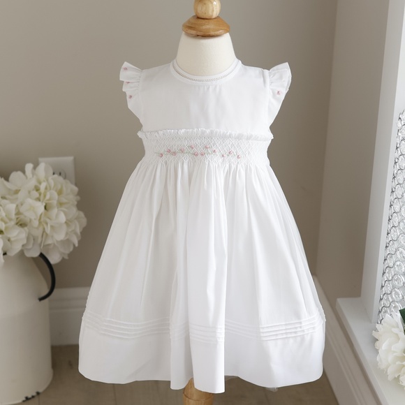 Rose Garden Collection Fly Sleeve Dress White Feltman Brothers NWT - Picture 1 of 11